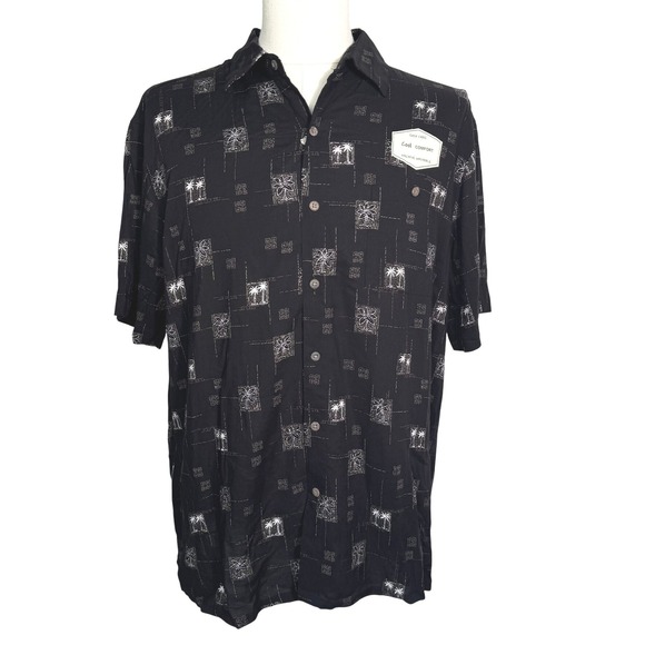 BATIK BAY Men's XL NWT Black Palm Tree Island Button Up Rayon Hawaiian Shirt - Picture 1 of 8